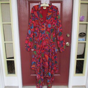 Farm Midi Maxi Dress LARGE Red Orange NWOT